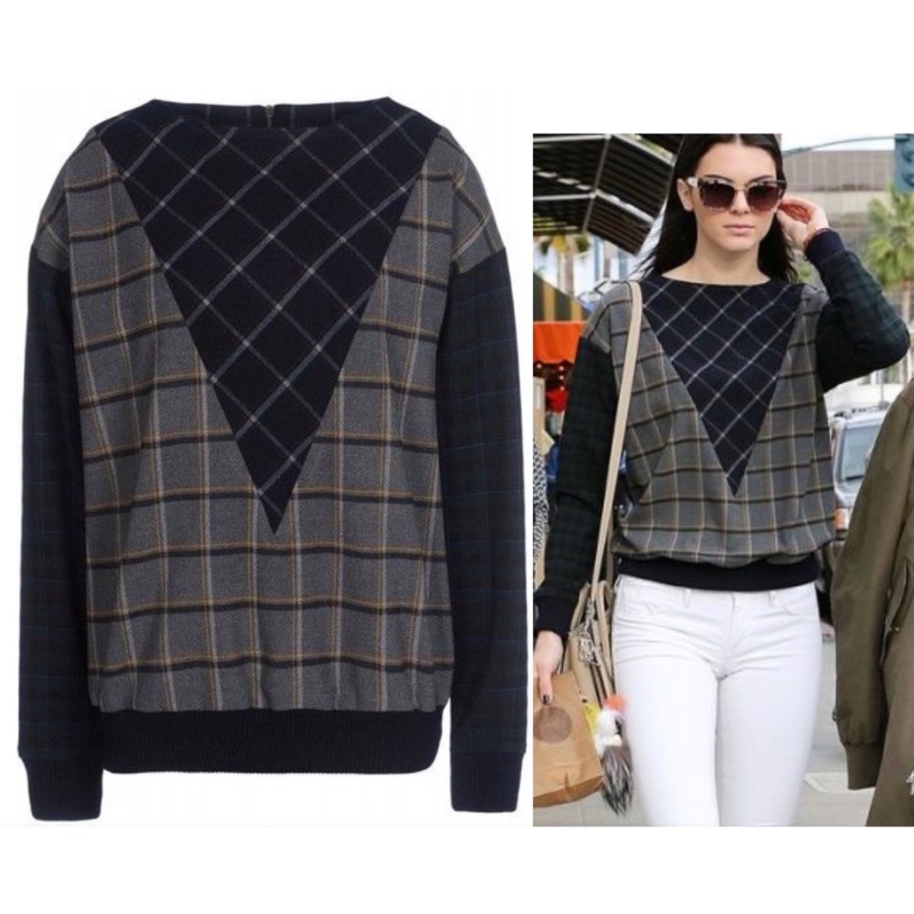Band of Outsiders Mixed Plaid Sweatshirt US 6 ASO Kendall Jenner